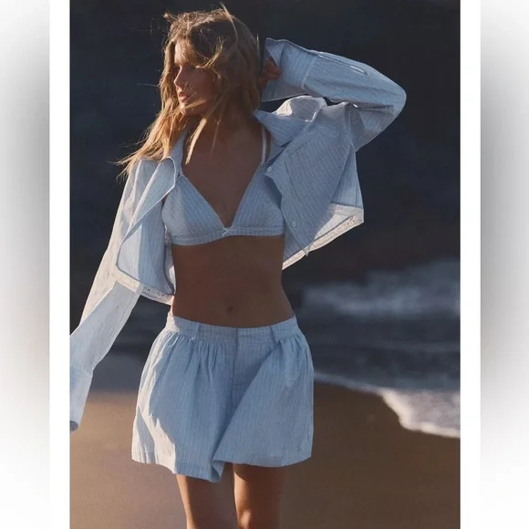 Zara Three Piece Set Of Crop Top, Shirt and Shorts